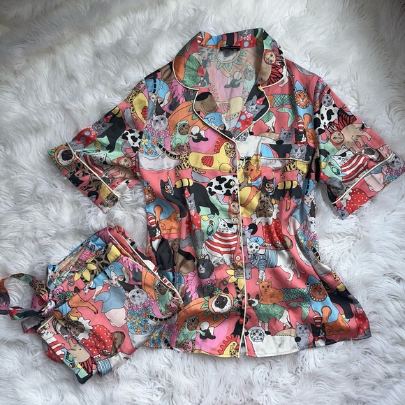 🌸[ Karen Mabon ] Fancy Dress Cats Pajama Short Sleeve Set - Picture 10 of 16